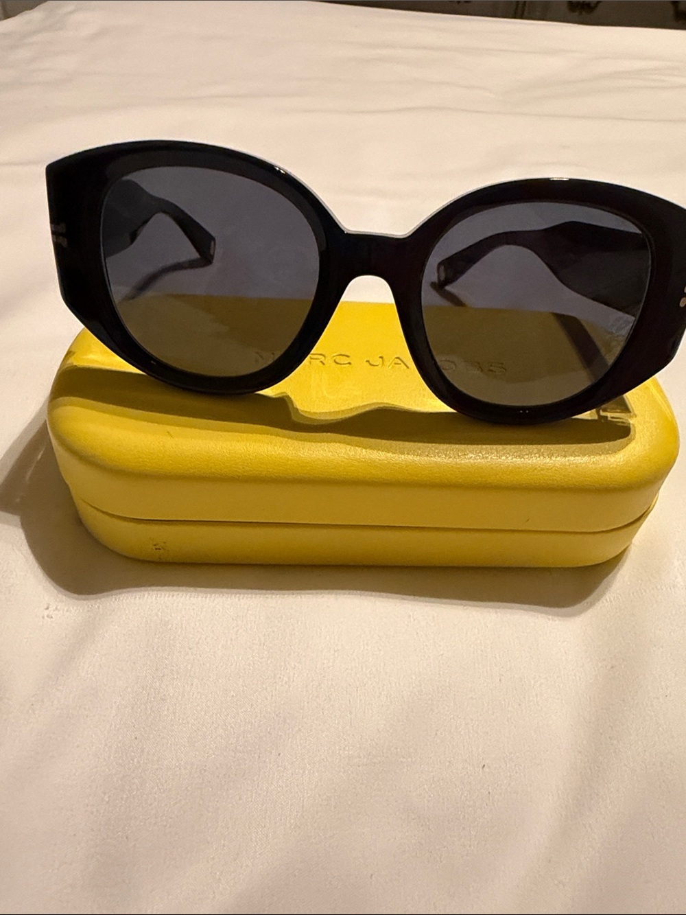 Marc Jacobs Black Sunglasses with Yellow Case and Branded Cloth